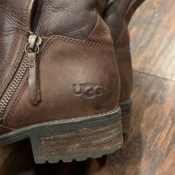 UGG LAVELLE BROWN BOOTS size 8 in EUC brown side zip - Picture 4 of 11
